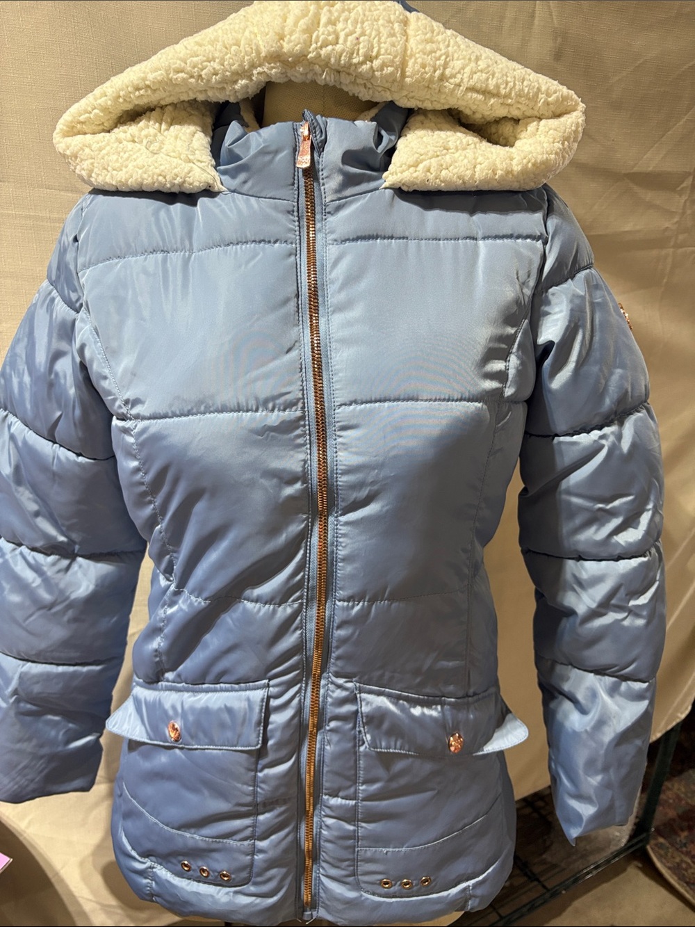 Kensie Girl Puffer Coat with Sherpa Lining Size 14/16
